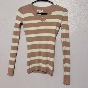 Luvlink pink and white striped long sleeve shirt